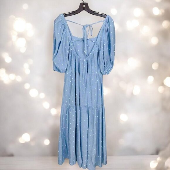 NWT MOON RIVER Clip Dot Midi Tiered Dress - Picture 4 of 6